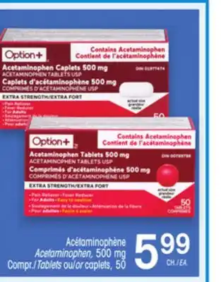 Uniprix OPTION+ Acétaminophène/ Acetaminophen, 500 mg offer