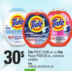 Provigo TIDE PODS 112/85 UN. OU TIDE POWER PODS 63 UN offer