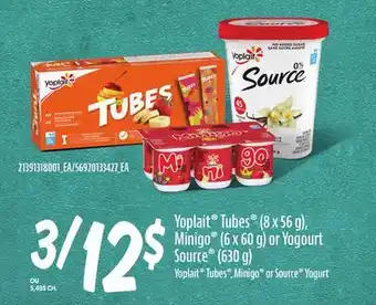 Provigo YOPLAIT TUBES (8 X 56 G), MINIGO (6 X 60 G) OR YOGOURT SOURCE (630 G) offer