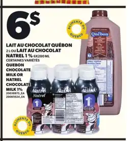 Provigo LAIT AU CHOCOLAT QUÉBON 2 L OU LAIT AU CHOCOLAT NATREL 1 % 6X200 ML offer