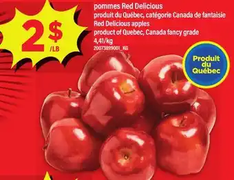 Maxi pommes Red Delicious produit du Québec, catégorie Canada de fantaisie | Red Delicious apples offer