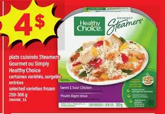 Maxi PLATS CUISINÉS STEAMERS GOURMET OU SIMPLY HEALTHY CHOICE, 259-306 g offer