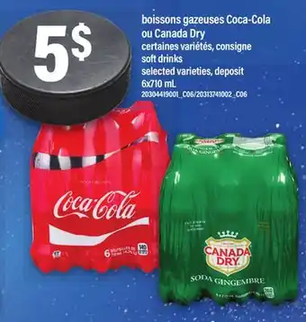 Maxi BOISSONS GAZEUSES COCA-COLA OU CANADA DRY, 6X710 ML offer