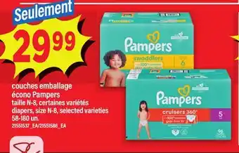 Maxi COUCHES EMBALLAGE ÉCONO PAMPERS TAILLE N-8, 58-180 un offer