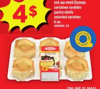 Maxi vol-au-vent Dumas, 6 un offer