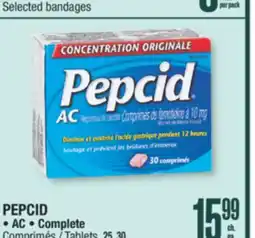 Jean Coutu PEPCID Selected bandages AC Complete Tablets, 25, 30 offer