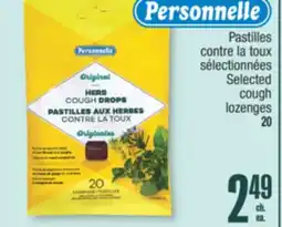 Jean Coutu PERSONNELLE Selected cough lozenges offer