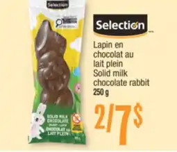 Jean Coutu SELECTION Solid milk chocolate rabbit offer