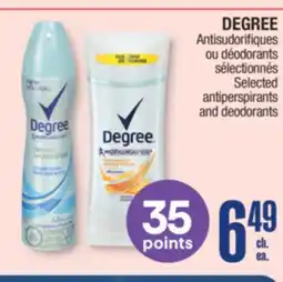 Jean Coutu DEGREE Selected antiperspirants and deodorants offer