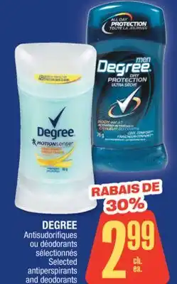 Jean Coutu DEGREE Selected antiperspirants and deodorants offer