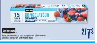 Jean Coutu SELECTION Selected sandwich and freezer bags offer