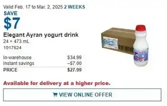 Costco Elegant Ayran yogurt drink offer