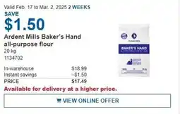 Costco Ardent Mills Baker's Hand all-purpose flour offer