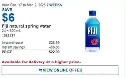 Costco Fiji natural spring water offer