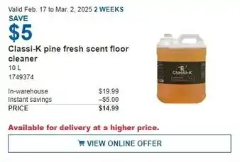 Costco Classi-K pine fresh scent floor cleaner offer