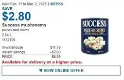 Costco Success mushrooms offer