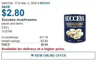 Costco Success mushrooms offer