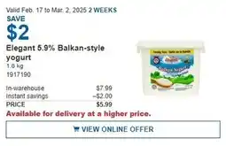 Costco Elegant 5.9% Balkan-style yogurt offer