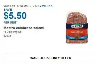 Costco Mastro calabrese salami offer