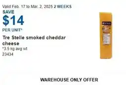 Costco Tre Stelle smoked cheddar cheese offer