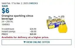 Costco Orangina sparkling citrus beverage offer