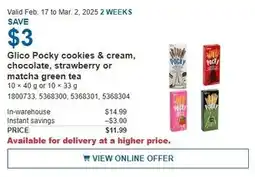 Costco Glico Pocky cookies & cream, chocolate, strawberry or matcha green tea offer