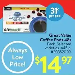 Walmart Great Value Coffee Pods offer