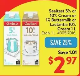 Walmart Sealtest 5% or 10% cream or 1% buttermilk or lactantia 10% cream offer