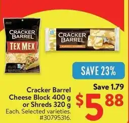 Walmart Cracker Barrel Cheese Block or Shreds offer