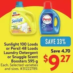 Walmart Sunlight 100 Loads or Persil 48 Loads Laundry Detergent or Snuggle Scent Boosters offer