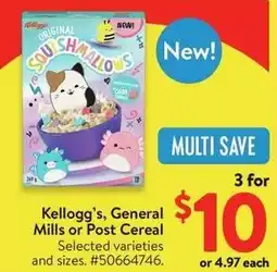 Walmart Kellogg's, General Mills or Post Cereal offer