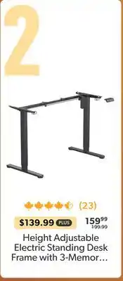 Primecables Height Adjustable Electric Standing Desk Frame with 3-Memory Positions Control Panel - PrimeCables offer