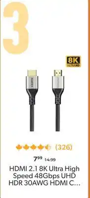 Primecables HDMI 2.1 8K Ultra High Speed 48Gbps UHD HDR 30AWG HDMI Cord with Nylon Jacket PrimeCables - 6ft offer