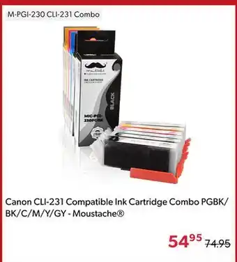 123Ink Canon CLI-231 Compatible Ink Cartridge Combo PGBK/BK/C/M/Y/GY - Moustache offer