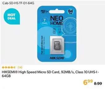 Primecables HIKSEMI High Speed Micro SD Card, 92MB/s, Class 10 UHS-I - 64GB offer