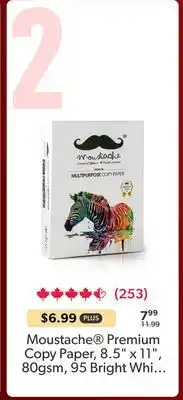 123Ink Moustache Premium Copy Paper, 8.5 x 11, 80gsm, 95 Bright White, 500 Sheets/Ream - 1 Ream offer