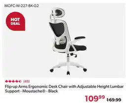 123Ink Flip-up Arms Ergonomic Desk Chair with Adjustable Height Lumbar Support - Moustache - Black offer