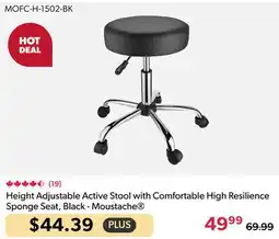 123Ink Height Adjustable Active Stool with Comfortable High Resilience Sponge Seat, Black - Moustache offer