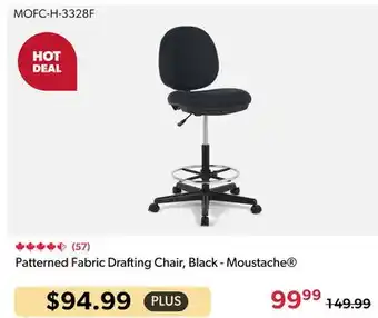 123Ink Patterned Fabric Drafting Chair, Black - Moustache offer