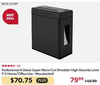 123Ink Professional 6-Sheet Super Micro-Cut Shredder High-Security Level P-5 Home/Office Use - Moustache offer