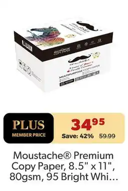 Shopper+ Moustache Premium Copy Paper, 8.5 x 11, 80gsm, 95 Bright White, 500 Sheets/Ream - 5 Ream Box offer