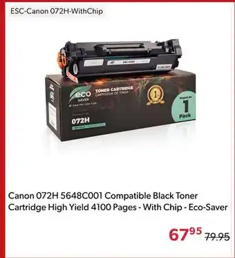 Shopper+ Canon 072H 5648C001 Compatible Black Toner Cartridge High Yield 4100 Pages - With Chip - Eco-Saver offer