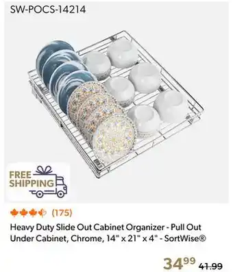 Shopper+ Heavy Duty Slide Out Cabinet Organizer - Pull Out Under Cabinet, Chrome, 14 x 21 x 4 - SortWise offer