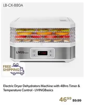 Shopper+ Electric Dryer Dehydrators Machine with 48hrs Timer & Temperature Control - LIVINGBasics offer