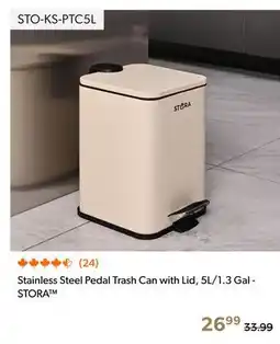 Shopper+ Stainless Steel Pedal Trash Can with Lid, 5L/1.3 Gal - STORA offer