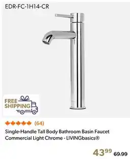 Shopper+ Single-Handle Tall Body Bathroom Basin Faucet Commercial Light Chrome - LIVINGbasics offer