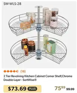 Shopper+ 2 Tier Revolving Kitchen Cabinet Corner Shelf,Chrome Double-Layer - SortWise offer