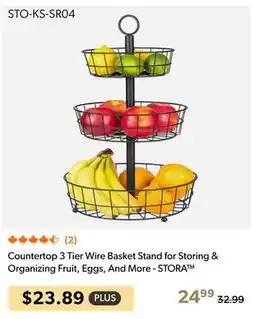 Shopper+ STORA Countertop 3 Tier Wire Basket Stand for Storing & Organizing Fruit, Eggs, And More offer