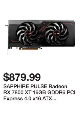 Newegg SAPPHIRE PULSE Radeon RX 7800 XT 16GB GDDR6 PCI Express 4.0 x16 ATX Graphics Card 11330-02-20G offer