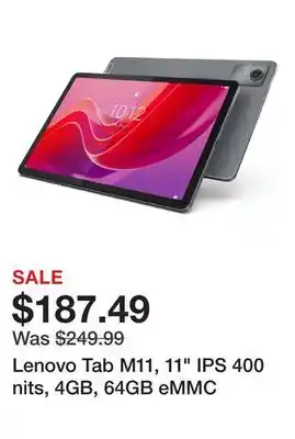 Newegg Lenovo Tab M11, 11 IPS 400 nits, 4GB, 64GB eMMC offer